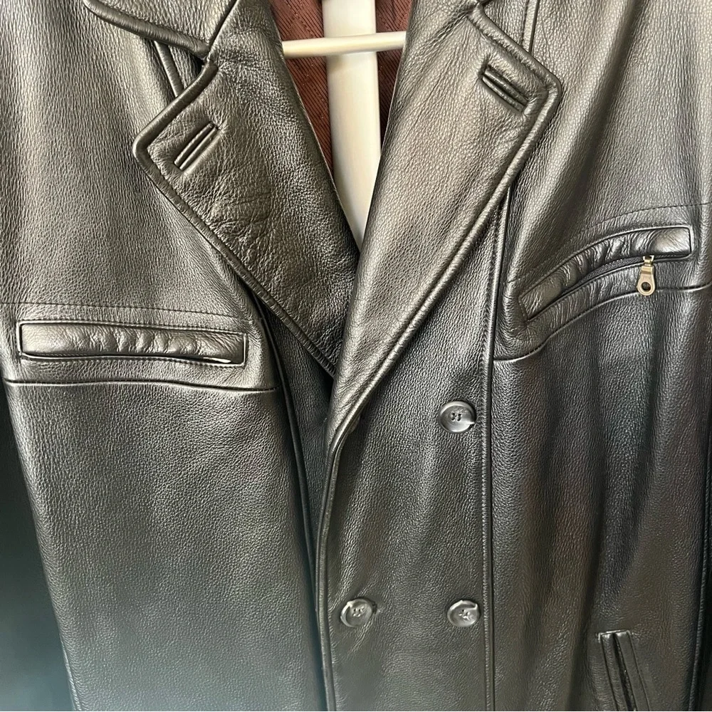 Pelle Studio Wilson’s Men’s Double Breasted Genuine Leather Black L Coat Jacket